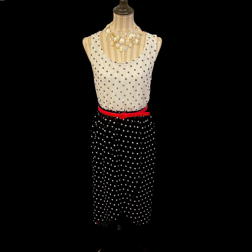 Forever 21 size large black and white polka dot dress